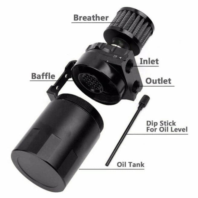 Turbocharger Universal Fit Aluminum Breather Catch Can Dual Chamber